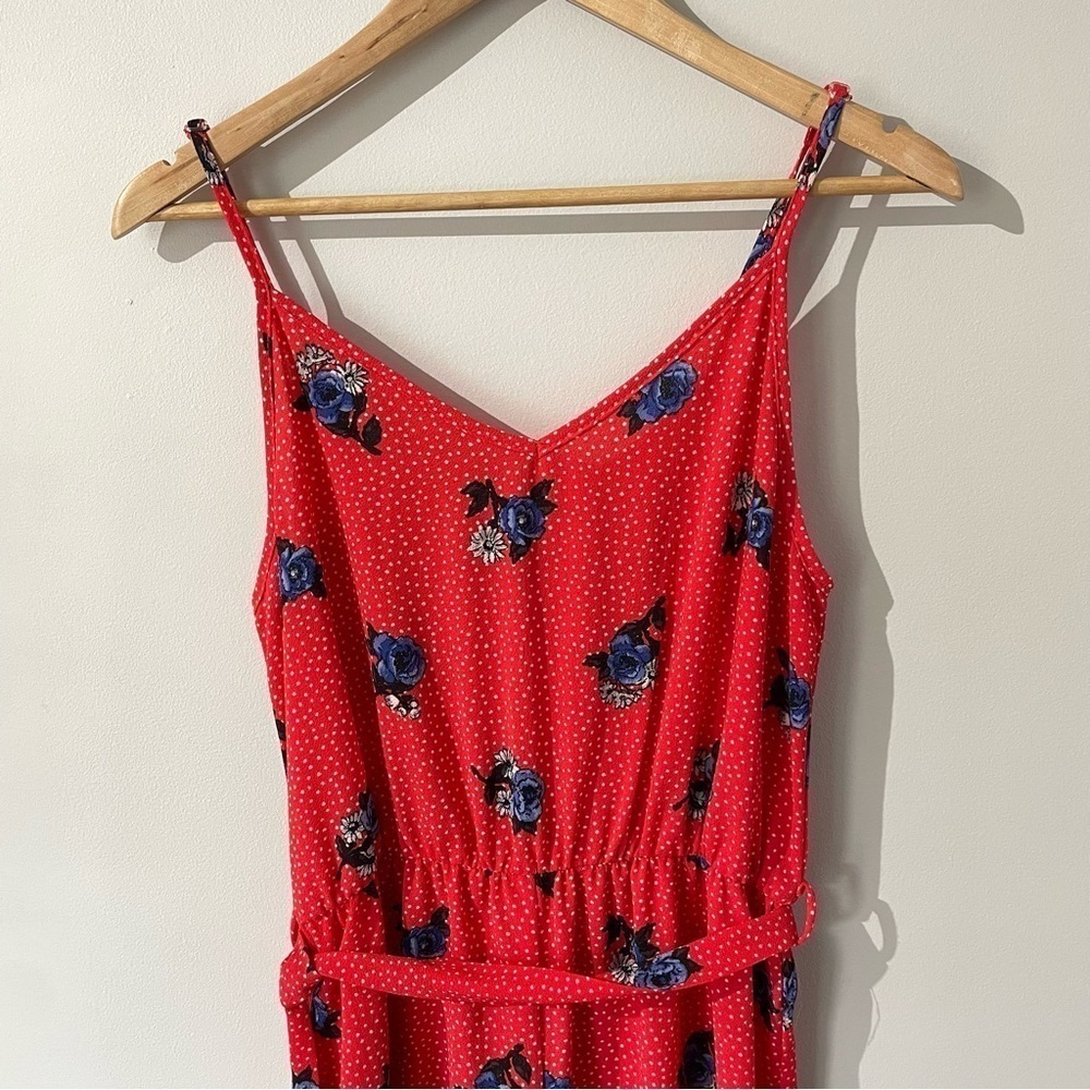 Ripe Wide Leg Jumpsuit Womens S Red Blue Floral Romper Casual Travel Summer EUC - Picture 2 of 8